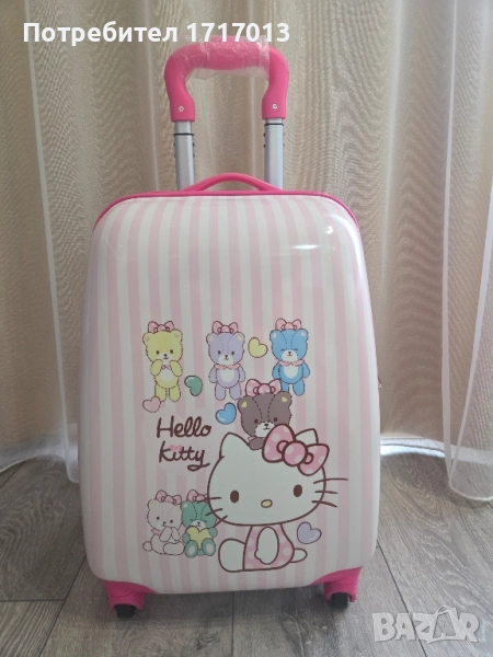 Розов детски куфар Hello Kitty на колелца, снимка 1