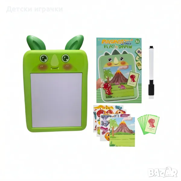 Дъска за рисуване с магнитен пъзел 2в1, Динозаври, комплект за момче, снимка 1