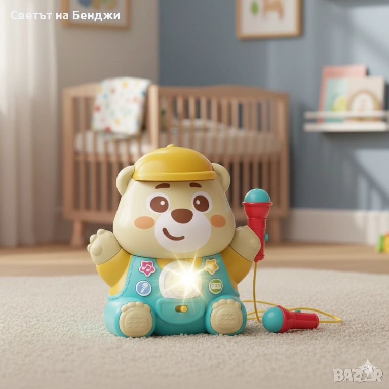 Музикална играчка мече с микрофон, снимка 1