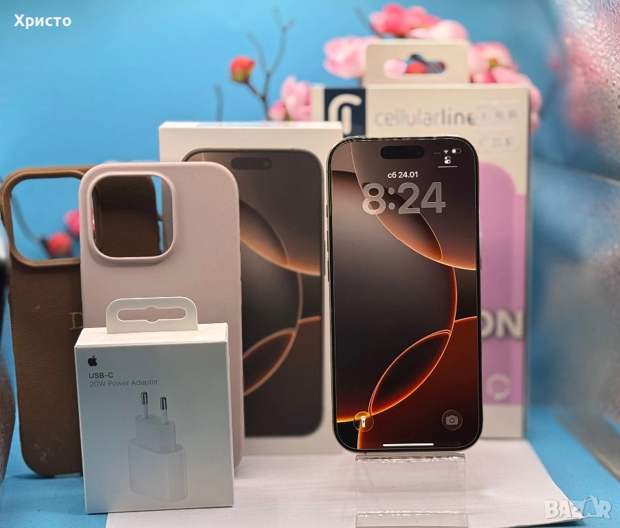ГАРАНЦИОНЕН!!! Apple iPhone 16 Pro, 128GB, 5G, Desert Titanium + подарък аксесоари, снимка 1