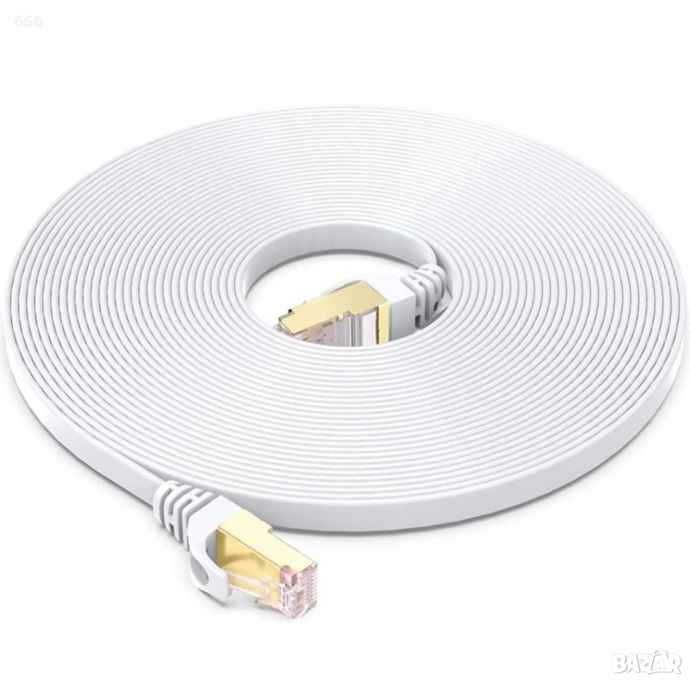 Мрежов кабел Cat.8 , 10 метра, бял, снимка 1