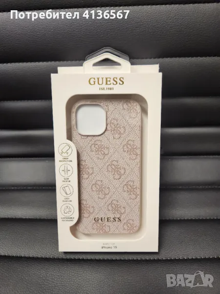 Защитен калъф Guess с метално лого PU, за iPhone13, розов, снимка 1