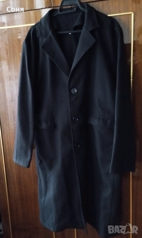Дамско черно дълго палто , снимка 1