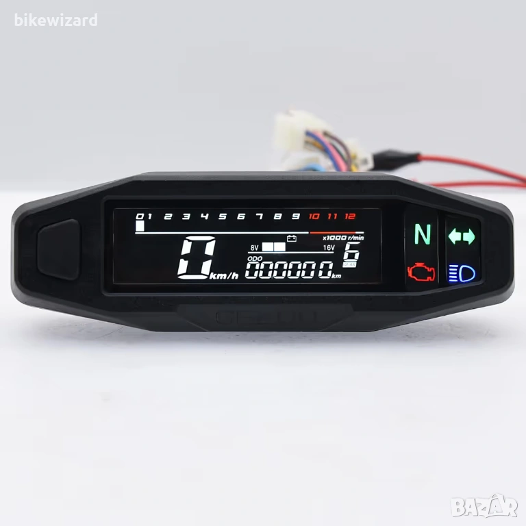 Водоустойчив мотоциклетен скоростомер с LCD дисплей – универсален, 12000 об/мин НОВ, снимка 1