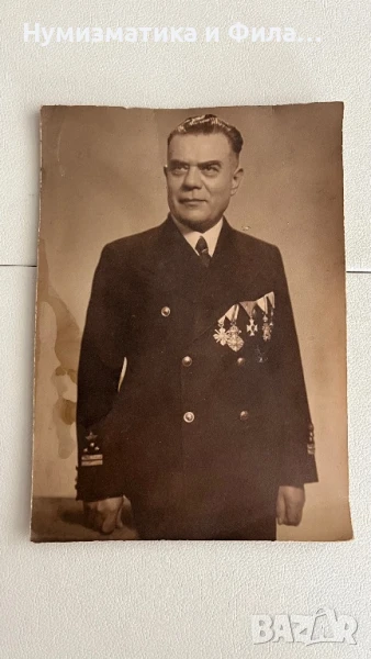 Царска снимка на военно морски офицер с ордени-1937, снимка 1