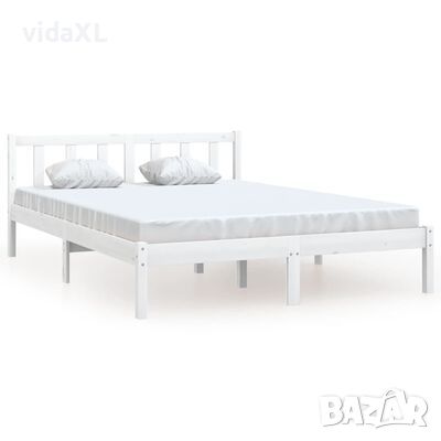 vidaXL Рамка за легло, бяла, бор масив, 120х200 см（SKU:810078, снимка 1