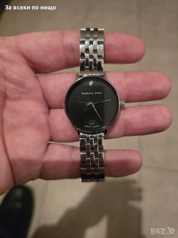 Дамски часовник Izabela Ford сребрист с диамант, снимка 1