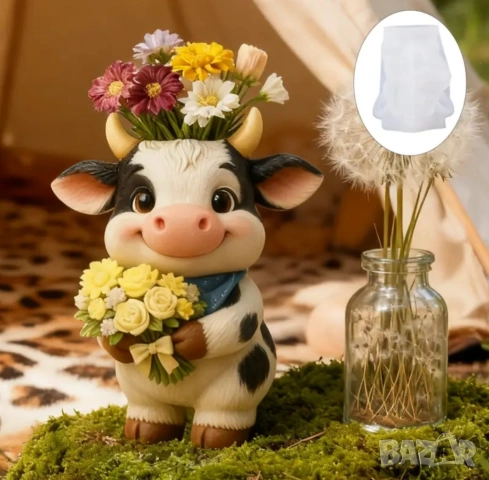 Молд кашпа теленце с букет , снимка 4 - Форми - 53521969