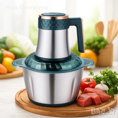 Многофункционален кухненски чопър Kitchen Expert 3L SUS 304 – бързо мели, реже и пюрира без усилие, снимка 4 - Чопъри и пасатори - 53855375