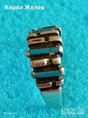 СРЕБЪРЕН ПРЪСТЕН с ТЮРКОАЗ МЕКСИКАНСКИ СТИЛ АРТ БИЖУ МАЙСТОРСКА ИЗРАБОТКА 43192, снимка 3 - Пръстени - 52854942