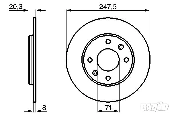Диск спирачен заден дeсен/ляв PEUGEOT 205 I,II,HATCHBACK,309 I,II,HATCHBACK 1.1-1.9D 83-98г.№ P1161P, снимка 3 - Части - 50725506