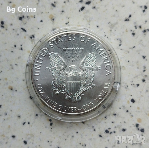 Сребро 1 OZ 2020 Американски орел , снимка 2 - Нумизматика и бонистика - 53007363