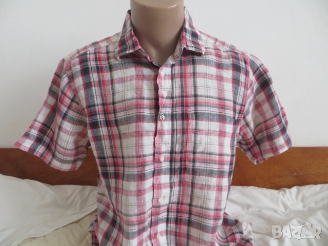 Мъжки ризи с къс ръкав от лен, снимка 17 - Ризи - 54270622