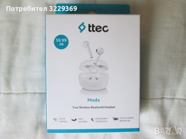 Bluetooth слушалки ttec Mode, TWS, Бели, снимка 1 - Слушалки, hands-free - 45792627