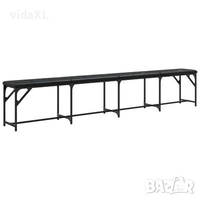 vidaXL Трапезна пейка, черна, 248x32x45 см, стомана и изкуствена кожаo(SKU:835226, снимка 1