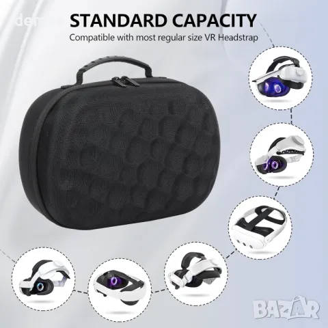 CBDYWVR Твърд калъф за носене за Meta Quest 3s/3, с протектор на обектива, черен, снимка 6 - Друга електроника - 49673005
