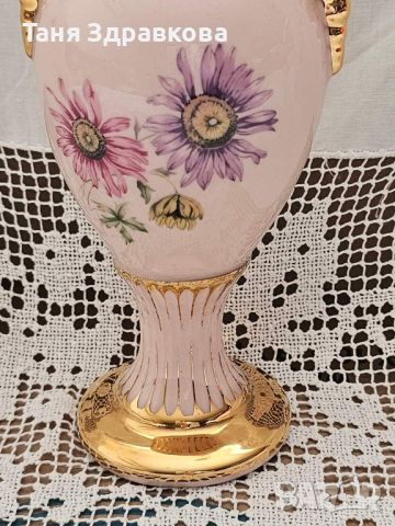 Чехия ,розов порцелан,рядка ваза., снимка 12 - Антикварни и старинни предмети - 45311854