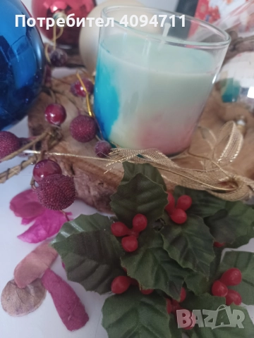 Декоративна свещ със соев восък и аромат на цветя/роза и жожоба/, снимка 9 - Декорация за дома - 52464619