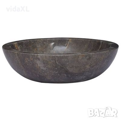 vidaXL Сива мивка, Ø40x12 см, мрамор（SKU:149157