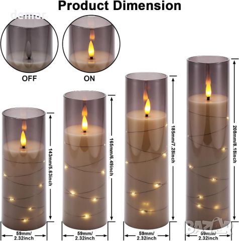 KYWLCO 5 бр. безпламъчни LED свещи за декорация, мигащи, работещи с батерии,таймер,дистанционно,сиви, снимка 3 - Декорация за дома - 45639317
