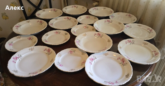Бохемия Чехословакия– сервиз за хранене, костен порцелан, 17части