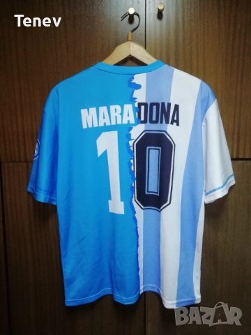 Maradona Napoli Argentina автограф подпис тениска фланелка Наполи Аржентина Марадона размер L футбол