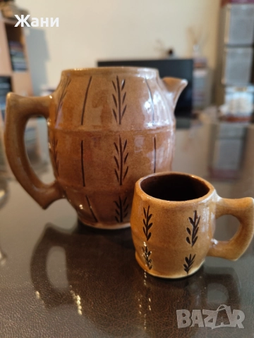 Керамичен ретро сервиз за вино, снимка 2 - Антикварни и старинни предмети - 51538482