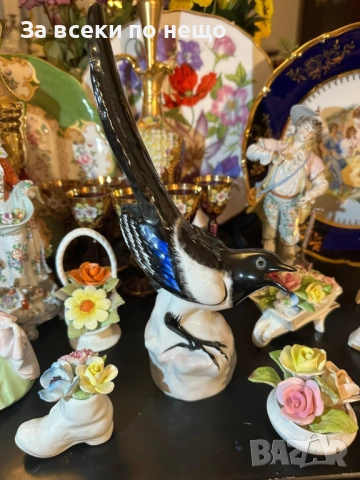 Ломоносов “ЛФЗ” СССР от около 1858г., прекрасна птица мисля “Сврака”, “Врана” или “Сойка” Код P1751, снимка 8 - Декорация за дома - 52980538