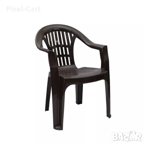 Градински пластмасов стол - Черен, снимка 2 - Столове - 46459119