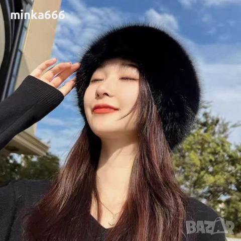 Дамска шапка с естествен косъм