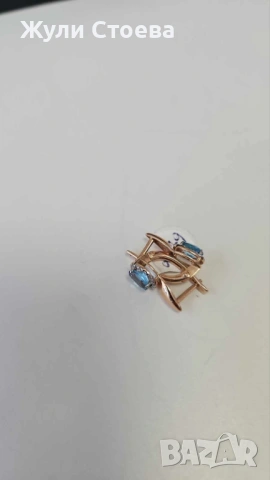 Руски златни обеци с аквамарин, снимка 2 - Обеци - 53859013