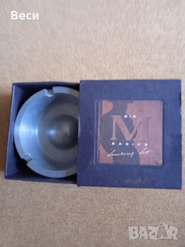 Метален пепелник с кожен ринг, снимка 2 - Други - 53653538