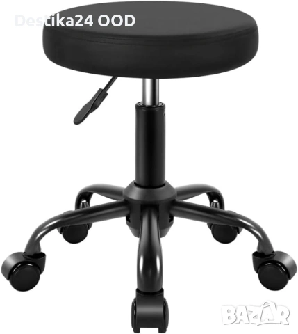 Въртящ се стол, табуретка на колела KKTONER регулируем черен