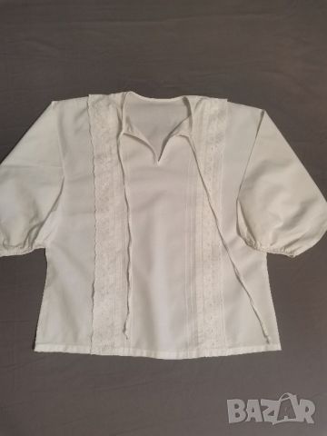 Дамска бяла риза с дантела , снимка 1 - Ризи - 45596680