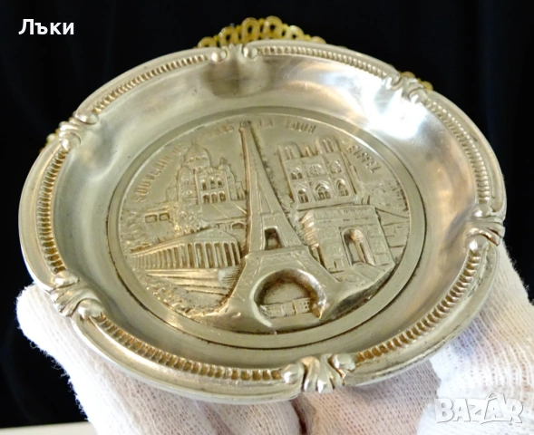 Калаена чиния,купичка,пепелник Paris. , снимка 3 - Антикварни и старинни предмети - 53660204