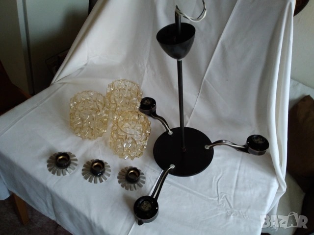 Продавам полилей тройка с медни орнаменти, снимка 4 - Декорация за дома - 53517926