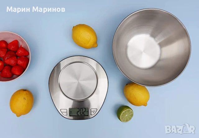Цифрова кухненска везна с подвижна купа функция за нулиране - Неръждаема стомана, снимка 2 - Други - 53445424