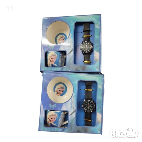 Подаръчен комплект с анимационни герои от 4 части - чинийка, купичка, чаща и часовник, снимка 2 - Други - 53556839