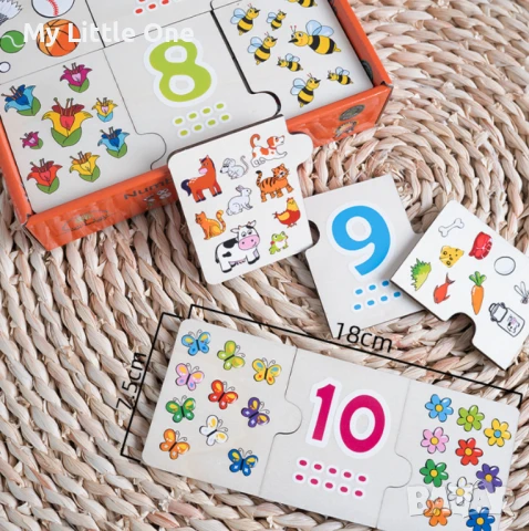 Дървен пъзел за броене до 10, снимка 4 - Образователни игри - 50998359