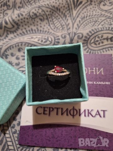 Сребърен пръстен с натурален Рубин размер 26, снимка 2 - Пръстени - 43951725
