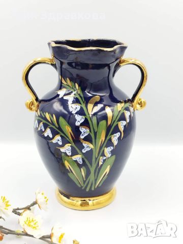 Прекрасна кобалтово синя италианска ваза, снимка 4 - Вази - 45706690