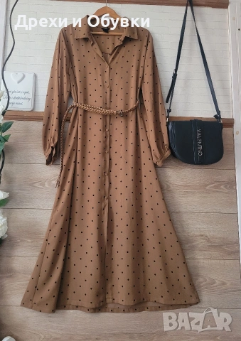 Дълга рокля тип риза на точки , снимка 9 - Рокли - 50459435