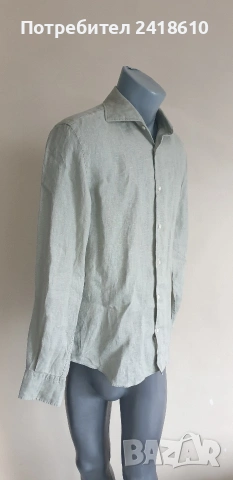 Boggi Milano Len/ Лен Regular Fit Mens Size M ОРИГИНАЛ! Мъжка Ленена Риза., снимка 5 - Ризи - 53709252