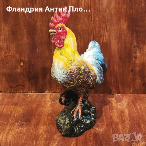 Декоративна статуетка на петел от чугун – ръчно оцветена, снимка 2 - Статуетки - 49644915