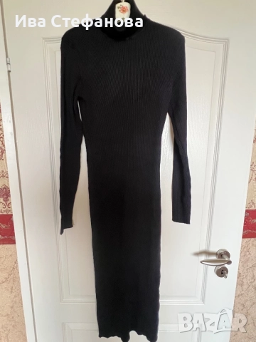 Уникална нова спортно елегантна ежедневна дълга елегантна черна рокля рипс . , снимка 4 - Рокли - 52842147