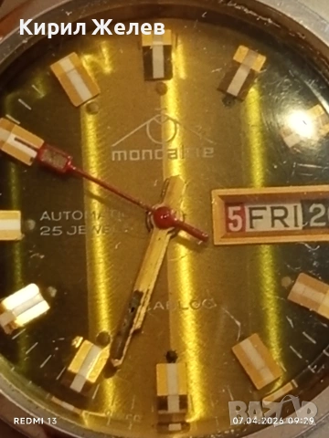 Колекционерски часовник MONDAINE AUTOMATIC работи перфектно състояние 52830, снимка 4 - Мъжки - 54118218