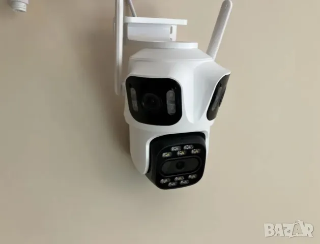 Тройна външна WiFi камера P15 с три ектрана 3MP+3MP+6MP, ICSee, Бяла, снимка 4 - IP камери - 49461376