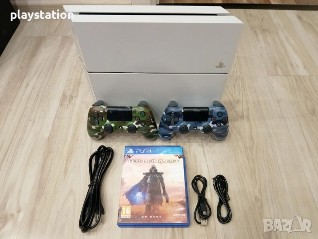 Playstation 4 Бял с два нови контролера камуфлажни, снимка 3 - PlayStation конзоли - 52754809