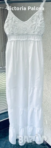Дълга бяла рокля тънък памук Италия, снимка 2 - Рокли - 51026617