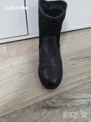 Дамски боти от естествена кожа и велур с камъчета, снимка 12 - Дамски боти - 53415712